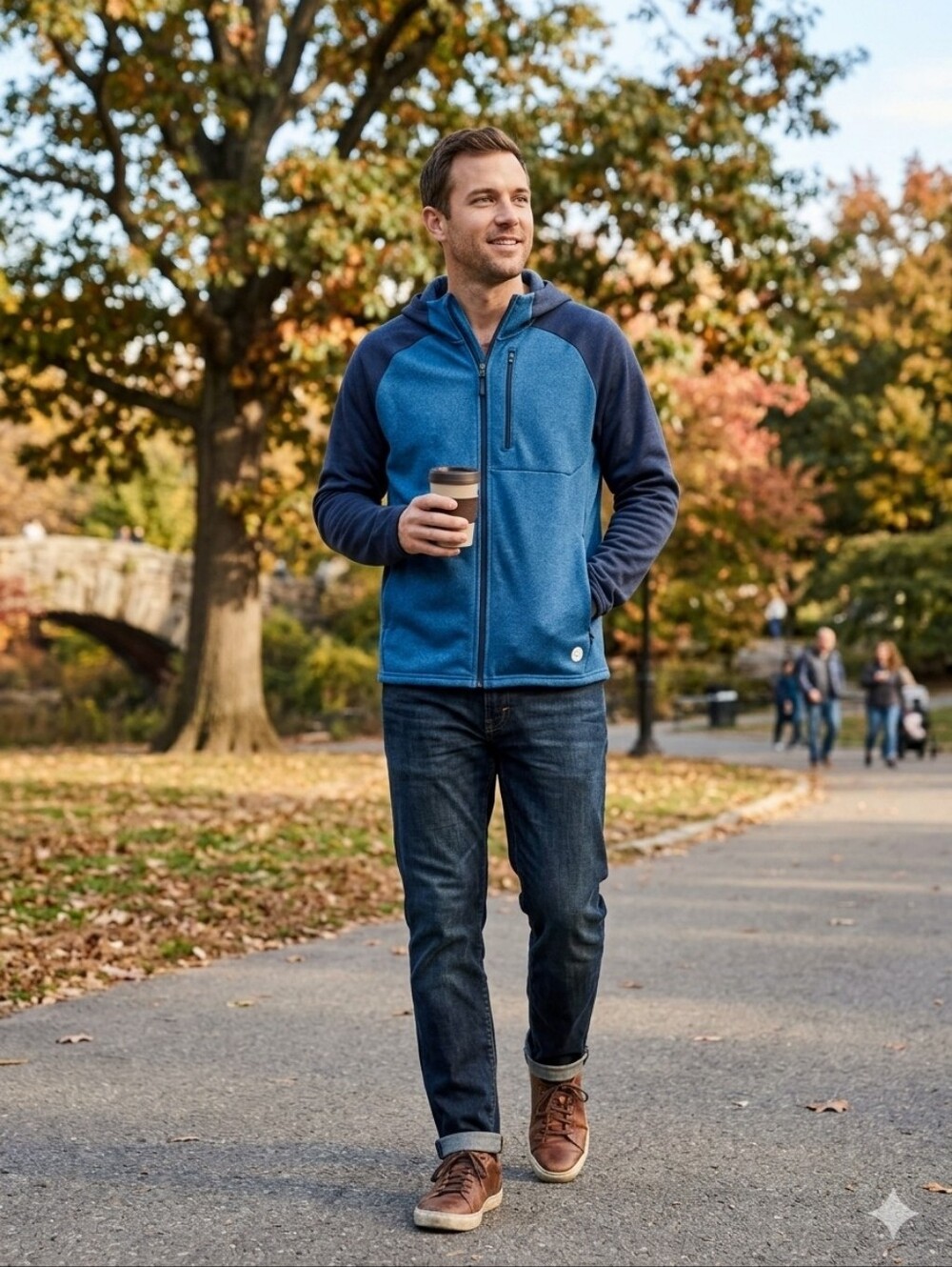 L L Bean Men's Hooded Full-Zip Jacket - Navy & Dark Blue